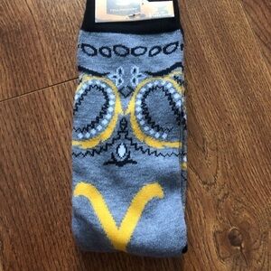 Yellowstone gray & yellow western print crew socks